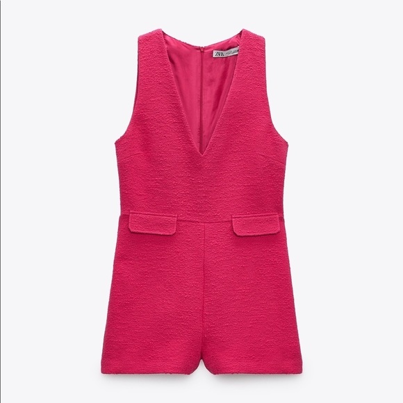 NWT. Zara Fuchsia Textured Playsuit. Size S. - Picture 4 of 8